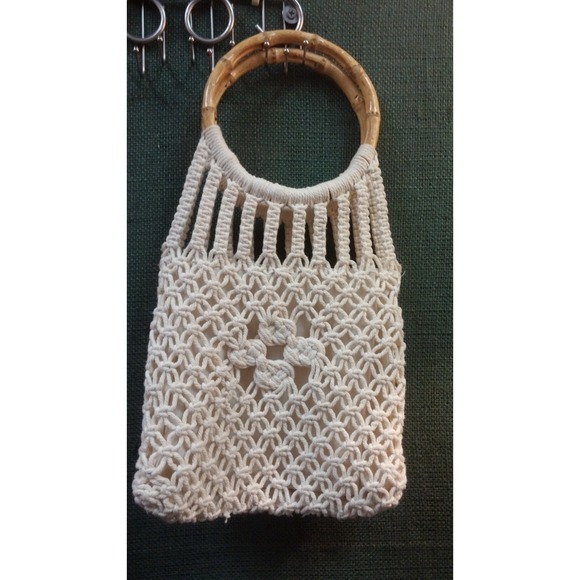 Handbags - Mid Century Crochet Purse with handles, Giannini handbag